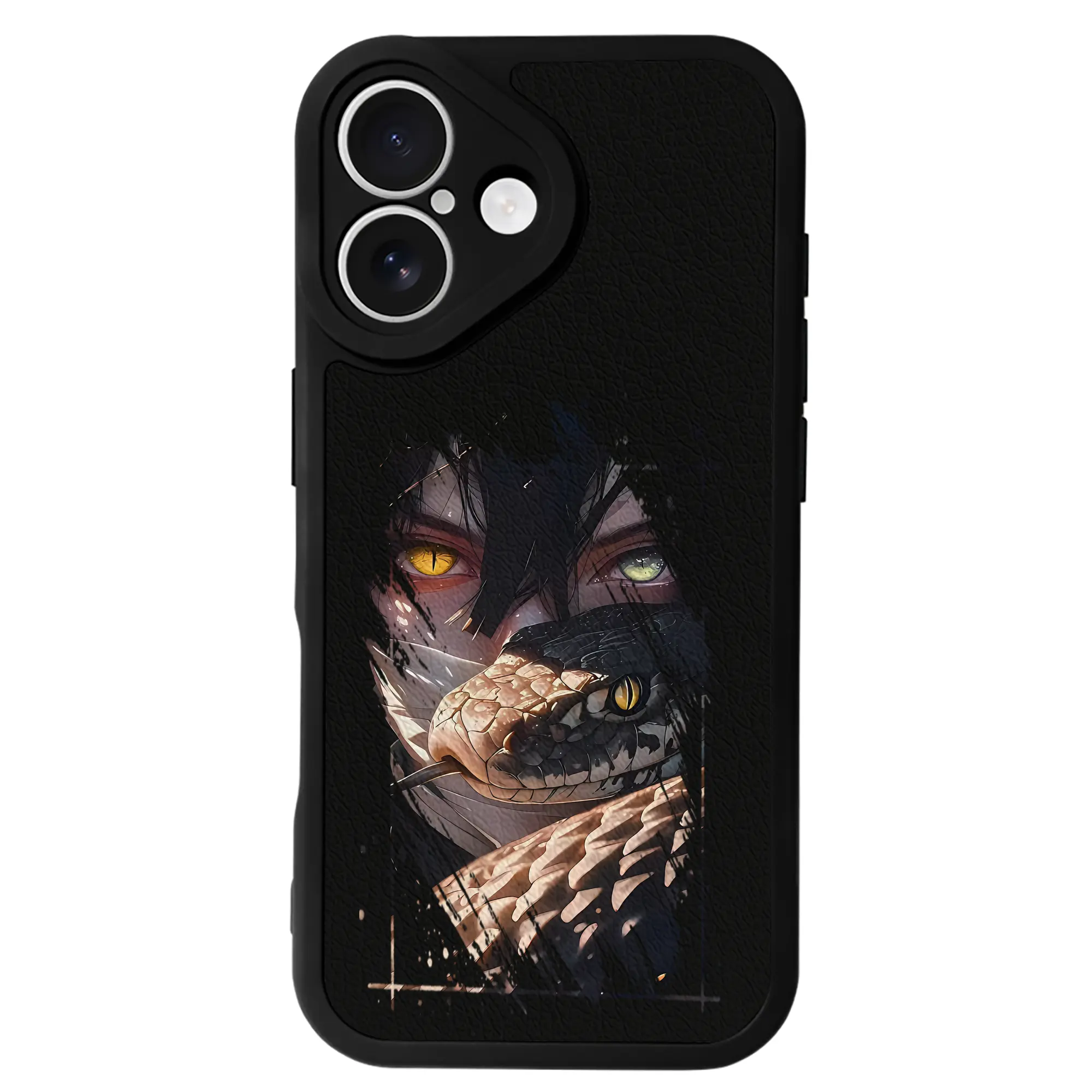 鬼滅の刃 グッズ,伊黒 小芭内 - IPhone 16シリーズ対応 ・ シリコンスマホケース ・ レザー調 ・ 高精度フィット ・ 耐衝撃 ・ ワイヤレス充電対応 ・ 精密カット